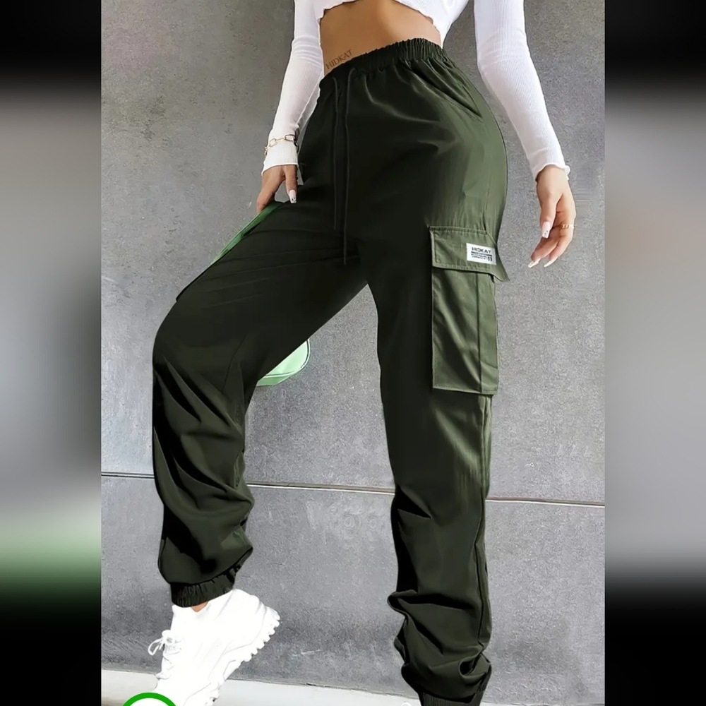 Casual Army Green Cargo Pants